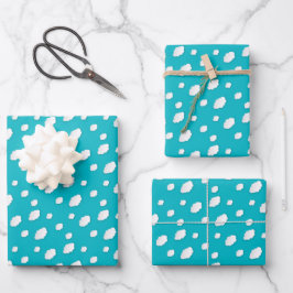 Vita moln på Pappra Blå himmel-Wrapping - Serene