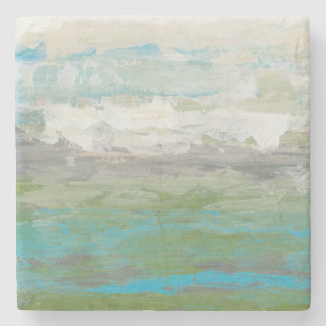 Vita moln som förbiser vackra landskap stenunderlägg (Framsidan)