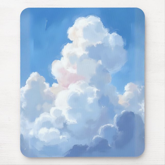 Vita moln Vacker blå himmel akvarell Musmatta (Framsidan)