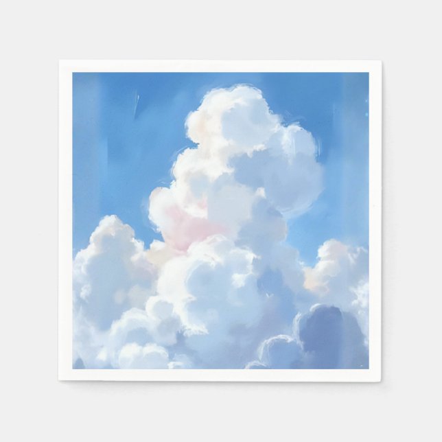 Vita moln Vacker blå himmel akvarell Pappersservett (Framsidan)