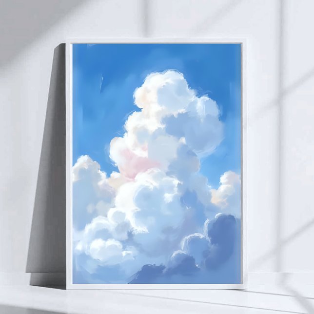 Vita moln Vacker blå himmel akvarell Poster (Skapare uppladdad)