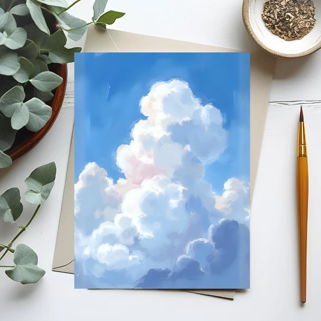 Vita moln Vacker blå himmel akvarell Vykort (Skapare uppladdad)