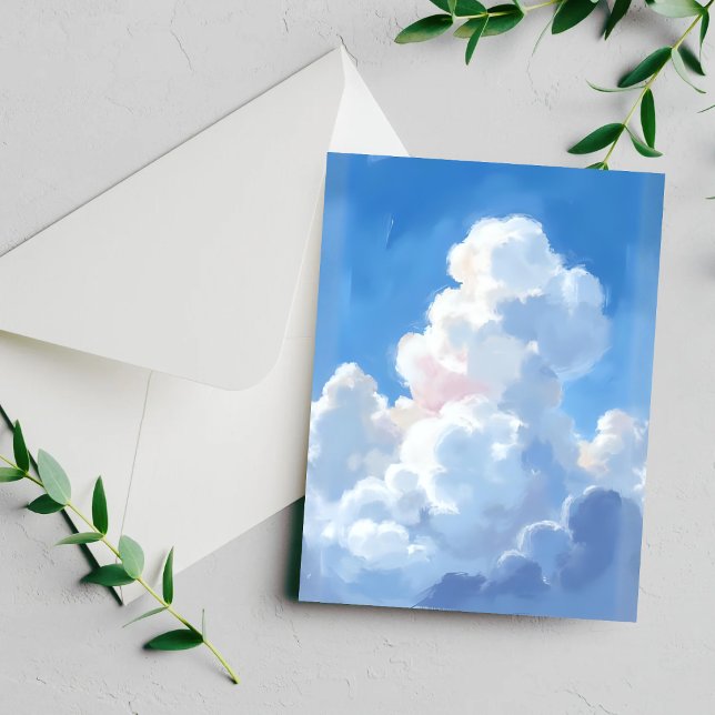 Vita moln Vacker blå himmel Akvarellkort (Skapare uppladdad)