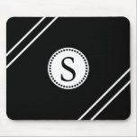 Vita Monogram med svartvitt Musmatta<br><div class="desc">Det är ett svart Monogram med Personlig med svart Rand-mus med vit bakgrund.Du kan anpassa med ditt inledande monogram eller annan text.</div>