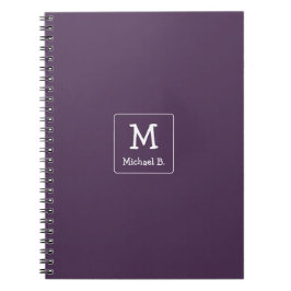 Vita Monogram och Namn på Lila Rundad kvadrat Anteckningsbok