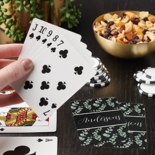 Vita Monogram och vattenfärgade eukalyptus Mönster Casinokort
