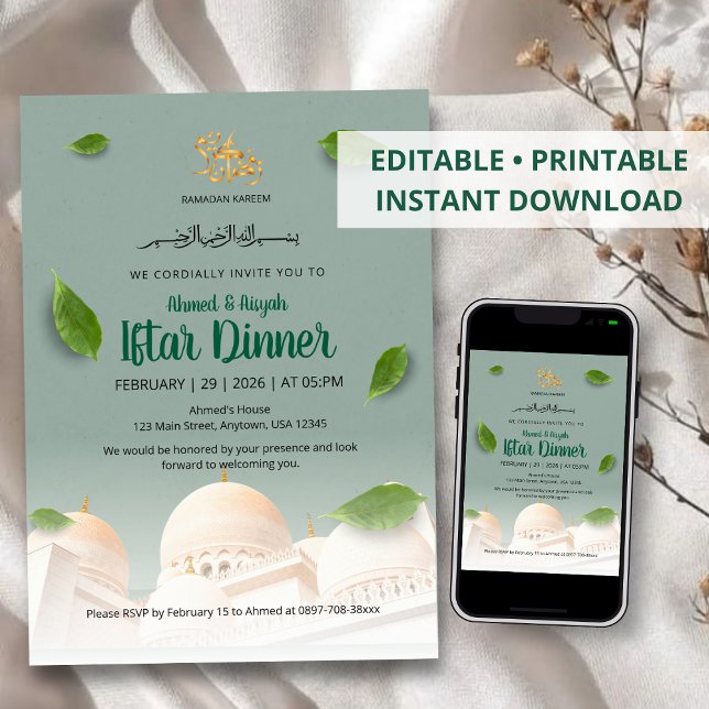 Vita moskén Ramadan Iftar-inbjudan Inbjudningar (Skapare uppladdad)