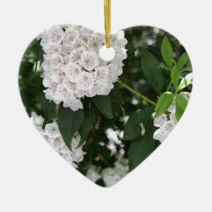 Vita Mountain Laurel Stjärnformade Blommor Julgransprydnad Keramik