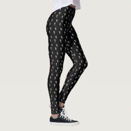 Vita myrornas mönster på svart leggings