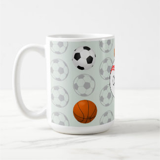 Vita namn pojkar sport baseballmönster barn kaffemugg