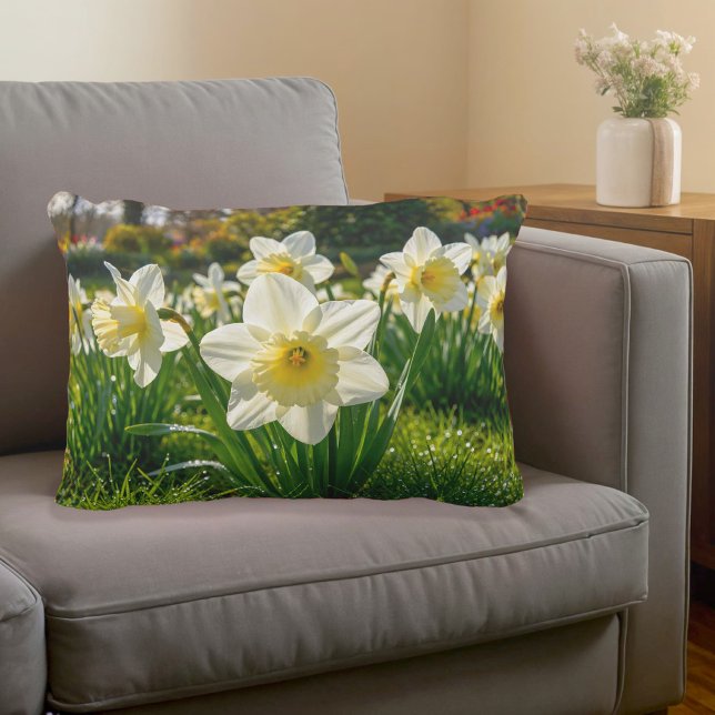 Vita Narcisser Accentkudde Prydnadskudde (Accent pillow with white daffodils)