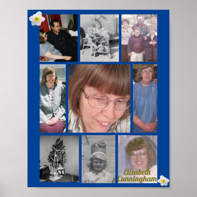 Vita Narcisser Kärleksfullt Minne 9 Foto Minnesmär Poster (Framsidan)