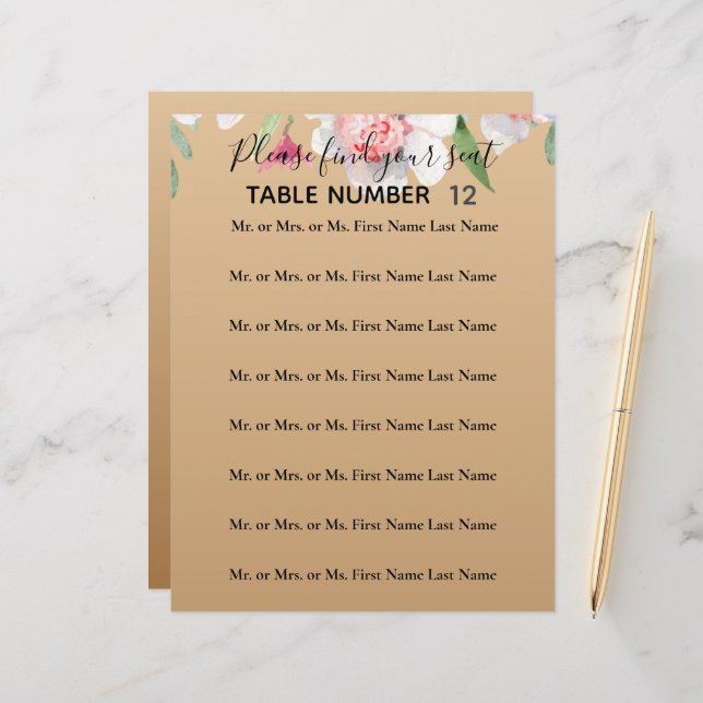 Vita Narcissus på Bröllop-sätesskylten Champagne (Fram/Back In Situ)