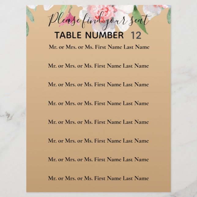 Vita Narcissus på Bröllop-sätesskylten Champagne (Framsida)