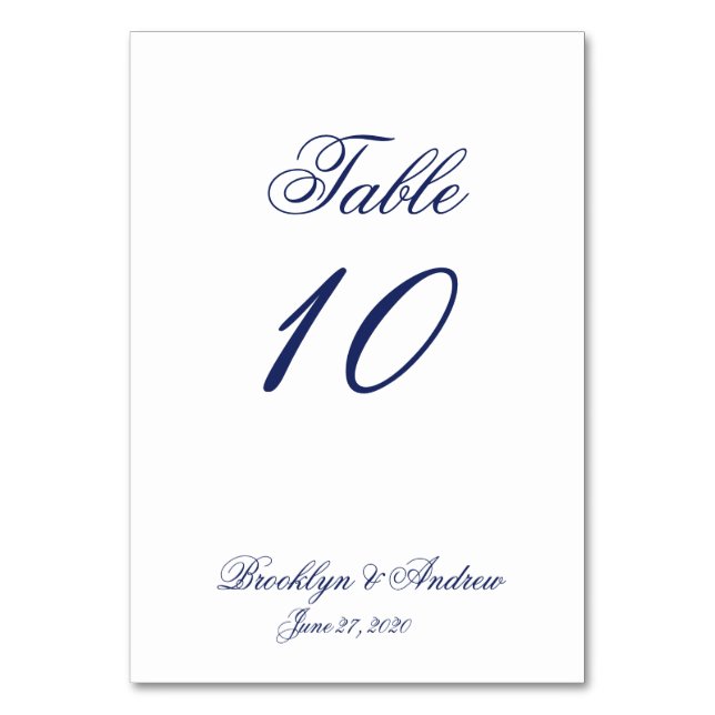 Vita Nautiska Bröllop-platskort Bord Bordsnummer (Framsidan)