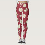 Vita nejlikblommor på rött mönster leggings<br><div class="desc">Gör ett djärvt påstående med dessa färgämnen. De samordnas med vår God jul-design från vår blomstrande typografi,  men kan bäras år efter år...  De har en röd bakgrund och ett stort format mönster på fotot av bilder av vita nejlikor.</div>