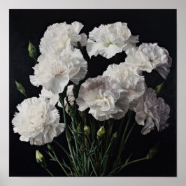 Vita nejlikor Blomma Konsttryck Poster