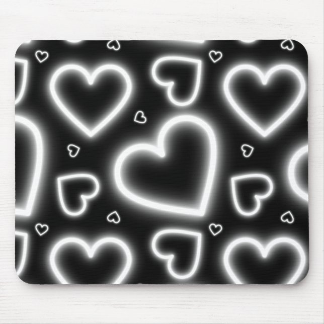 Vita Neon Hearts V-dagars Musmatta (Framsidan)