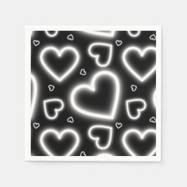 Vita Neon Hearts V-dagars Pappersservett