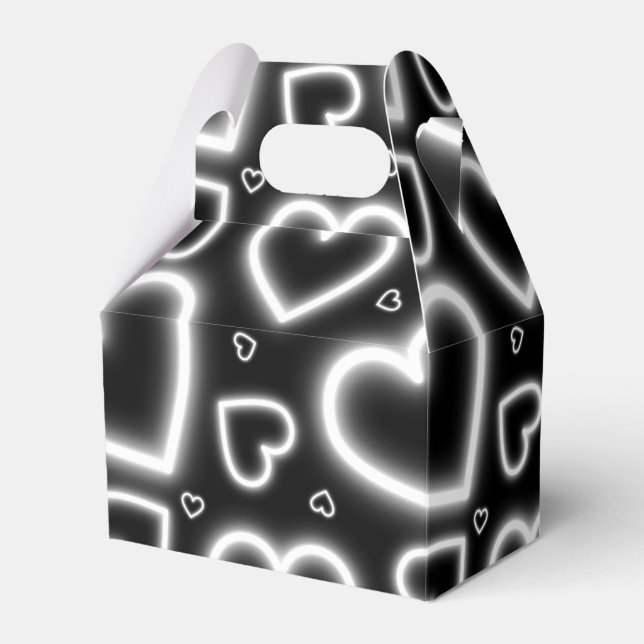 Vita Neon Hearts V-dagars Presentaskar (Framsidan Sidan)