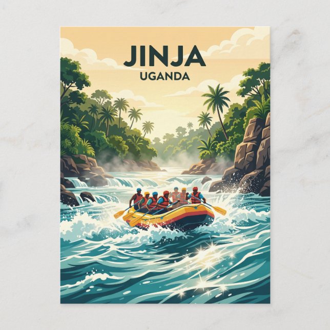 Vita Nilens forsar, Jinja Uganda Vykort (Framsida)