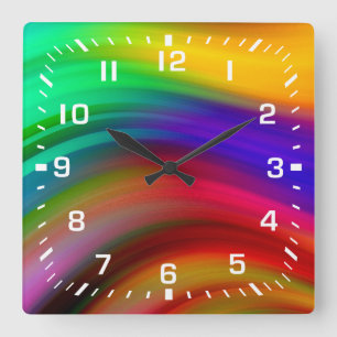Vita nummer/regnbåge, Rand Fyrkantig Klocka