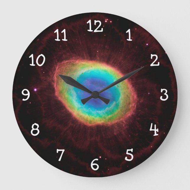 Vita nummer Ring Nebula Celestial Space Foto Stor Klocka (Framsida)