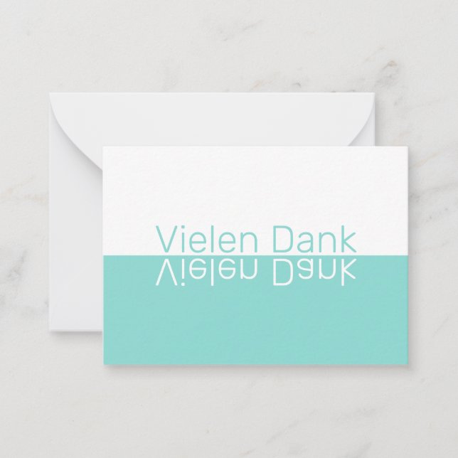Vita och akvatiska reflektioner Modern tysk Tack Anteckningskort (Framsida)