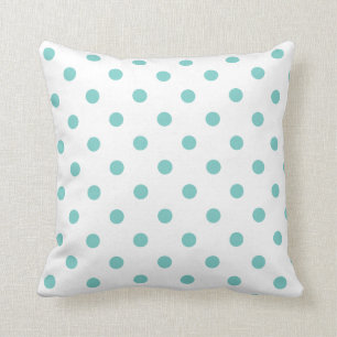 Vita och Aqua Blue Polka dots Toss Pillows Kudde