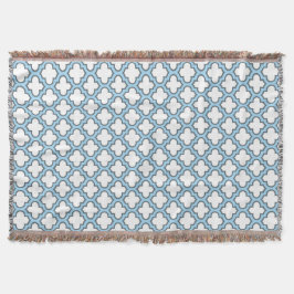 Vita och Baby blue trellis, Lattice, Quatrefoil Filt