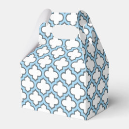 Vita och Baby blue trellis, Lattice, Quatrefoil Presentaskar