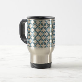 Vita och Baby blue trellis, Lattice, Quatrefoil Resemugg
