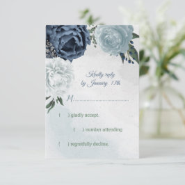 vita och blå blommor grönska bröllop OSA kort