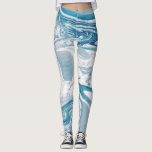 Vita och blå faux marble Modern Leggings<br><div class="desc">Modern och unik text som innehåller faux blue och white marble print. Andra färg finns tillgängliga.</div>