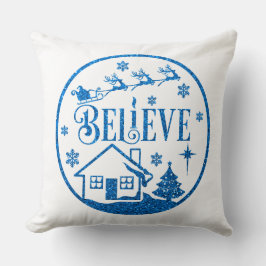 Vita och blå Glitter Tro juldekoration Kudde