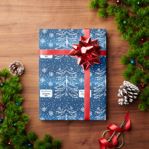 Vita och blå Julgran-monogrammet Presentpapper