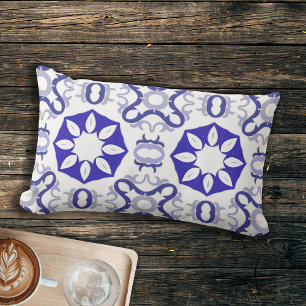 Vita och blå Medelhavet, portugisiska Mönster Lumbarkudde