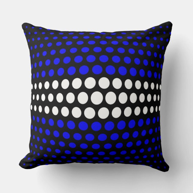 Vita och blå Polka dots Mönster Kudde (Framsida)