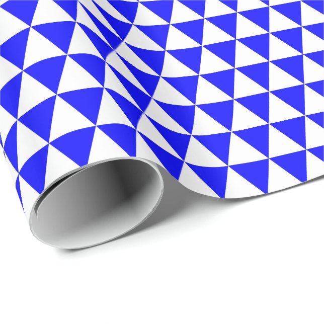 Vita och blå trianglar presentpapper (Rullad Hörn)