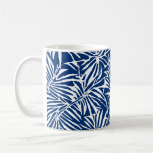 Vita och blå Tropiska Löv repeterande Mönster Kaffemugg