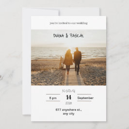 Vita och bruna minimalistiska bröllopsinbjudningar inbjudningar