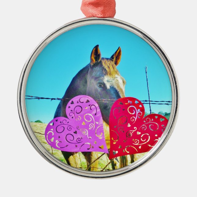 Vita och bruna Valentine Hearts Julgransprydnad Metall (Framsidan)