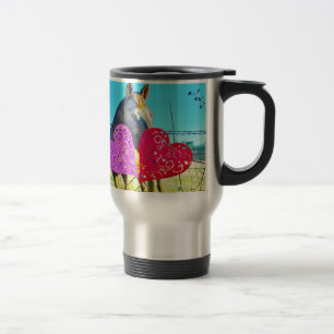Vita och bruna Valentine Hearts Resemugg