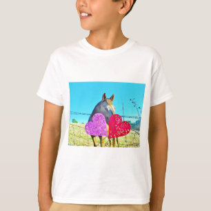 Vita och bruna Valentine Hearts T-shirt