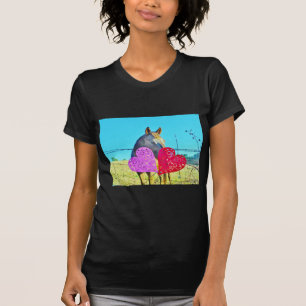 Vita och bruna Valentine Hearts T-shirt