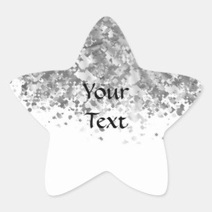 Vita och faux glitter personlig stjärnformat klistermärke