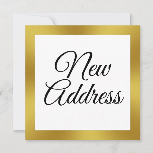 Vita och Faux Guld Flytta Announcement Meddelande (Framsida)