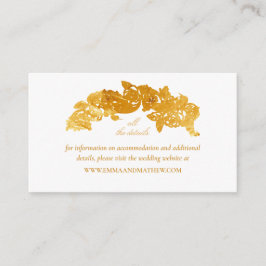 Vita och faux Guld Foil Baroque Bröllop webbplats Tilläggskort