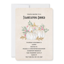 Vita och förgyllda pumpa akvarell Thanksgiving