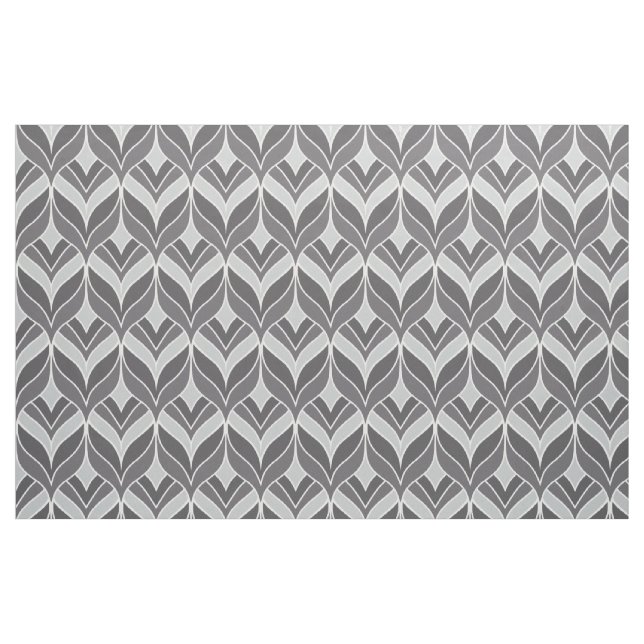 Vita och Grått Art Deco Mönster Tyg (Fat Quarter)